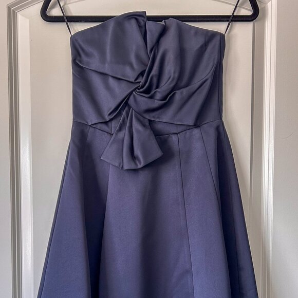 H&M Knee Length Party Dress Navy Blue Size 2/4 Strapless - Picture 1 of 4